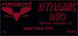 Top of cartridge artwork for Dynamite Dan II: Dr. Blitzen and the Islands of Arcanum on the Amstrad CPC.
