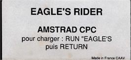 Top of cartridge artwork for Eagle's Rider on the Amstrad CPC.