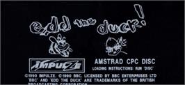 Top of cartridge artwork for Edd the Duck on the Amstrad CPC.