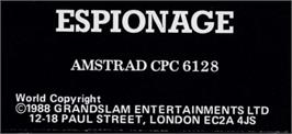Top of cartridge artwork for Espionage on the Amstrad CPC.