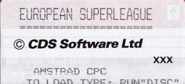 Top of cartridge artwork for European Superleague on the Amstrad CPC.