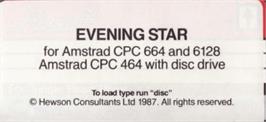 Top of cartridge artwork for Evening Star on the Amstrad CPC.