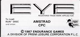 Top of cartridge artwork for Eye on the Amstrad CPC.
