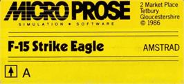 Top of cartridge artwork for F-15 Strike Eagle on the Amstrad CPC.