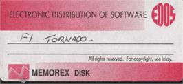 Top of cartridge artwork for F1 Tornado Simulator on the Amstrad CPC.