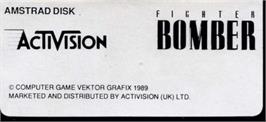 Top of cartridge artwork for Fighter Bomber on the Amstrad CPC.
