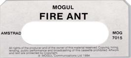Top of cartridge artwork for Fire Ant on the Amstrad CPC.