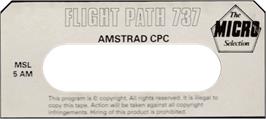 Top of cartridge artwork for Flight Path 737 on the Amstrad CPC.