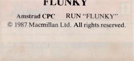 Top of cartridge artwork for Flunky on the Amstrad CPC.