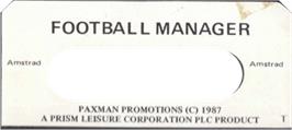 Top of cartridge artwork for Football Manager on the Amstrad CPC.