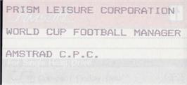 Top of cartridge artwork for Football Manager - World Cup Edition on the Amstrad CPC.