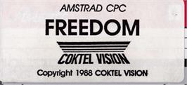 Top of cartridge artwork for Freedom: Rebels in the Darkness on the Amstrad CPC.