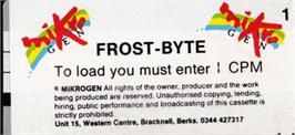 Top of cartridge artwork for Frost Byte on the Amstrad CPC.