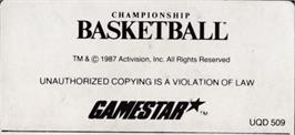 Top of cartridge artwork for GBA Championship Basketball: Two-on-Two on the Amstrad CPC.