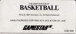 Top of cartridge artwork for GBA Championship Basketball: Two-on-Two on the Amstrad CPC.