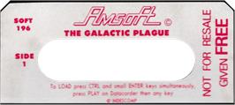 Top of cartridge artwork for Galactic Plague on the Amstrad CPC.