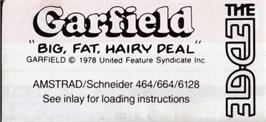 Top of cartridge artwork for Garfield: Big, Fat, Hairy Deal on the Amstrad CPC.