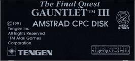 Top of cartridge artwork for Gauntlet 3 - The Final Quest on the Amstrad CPC.