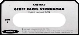 Top of cartridge artwork for Geoff Capes Strongman on the Amstrad CPC.