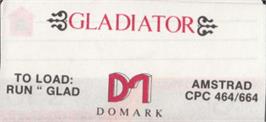 Top of cartridge artwork for Gladiator on the Amstrad CPC.