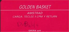 Top of cartridge artwork for Golden Basket on the Amstrad CPC.