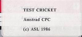Top of cartridge artwork for Graham Gooch's Test Cricket on the Amstrad CPC.