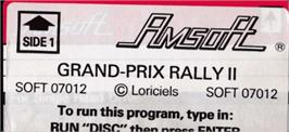 Top of cartridge artwork for Grand Prix Rally II on the Amstrad CPC.
