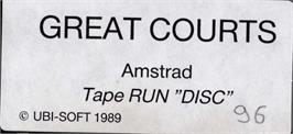 Top of cartridge artwork for Great Courts on the Amstrad CPC.