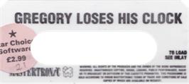 Top of cartridge artwork for Gregory Loses His Clock on the Amstrad CPC.