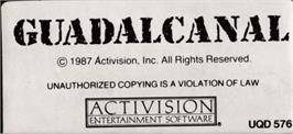 Top of cartridge artwork for Guadalcanal on the Amstrad CPC.