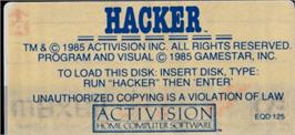 Top of cartridge artwork for Hacker on the Amstrad CPC.