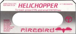 Top of cartridge artwork for Helichopper on the Amstrad CPC.