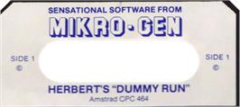 Top of cartridge artwork for Herbert's Dummy Run on the Amstrad CPC.