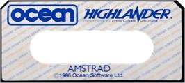 Top of cartridge artwork for Highlander on the Amstrad CPC.