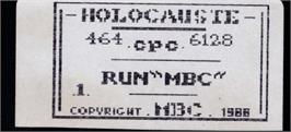 Top of cartridge artwork for Holocauste on the Amstrad CPC.