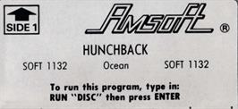 Top of cartridge artwork for Hunchback on the Amstrad CPC.