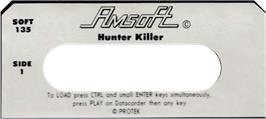 Top of cartridge artwork for Hunter Killer on the Amstrad CPC.