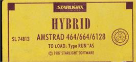Top of cartridge artwork for Hybrid on the Amstrad CPC.