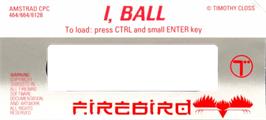 Top of cartridge artwork for I, Ball on the Amstrad CPC.