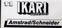Top of cartridge artwork for Ikari Warriors on the Amstrad CPC.