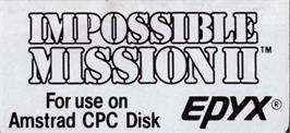 Top of cartridge artwork for Impossible Mission 2 on the Amstrad CPC.