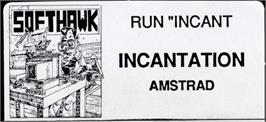 Top of cartridge artwork for Incantation on the Amstrad CPC.
