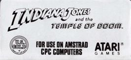 Top of cartridge artwork for Indiana Jones and the Temple of Doom on the Amstrad CPC.