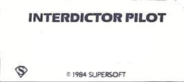 Top of cartridge artwork for Interdictor Pilot on the Amstrad CPC.