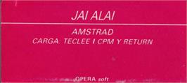 Top of cartridge artwork for Jai Alai on the Amstrad CPC.