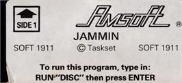 Top of cartridge artwork for Jammin' on the Amstrad CPC.