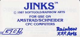 Top of cartridge artwork for Jinks on the Amstrad CPC.