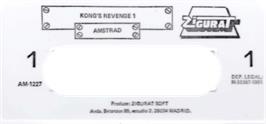 Top of cartridge artwork for Kong's Revenge on the Amstrad CPC.
