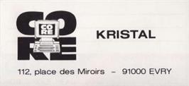 Top of cartridge artwork for Kristal on the Amstrad CPC.
