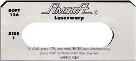 Top of cartridge artwork for Laserwarp on the Amstrad CPC.